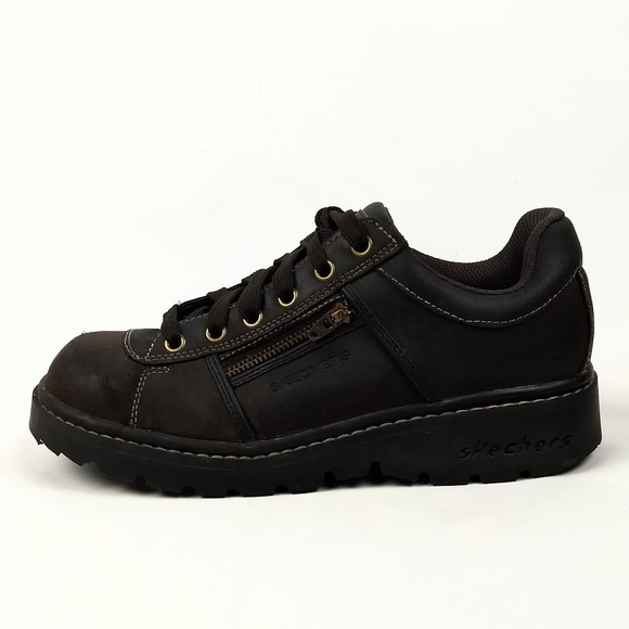 skechers leather lace up